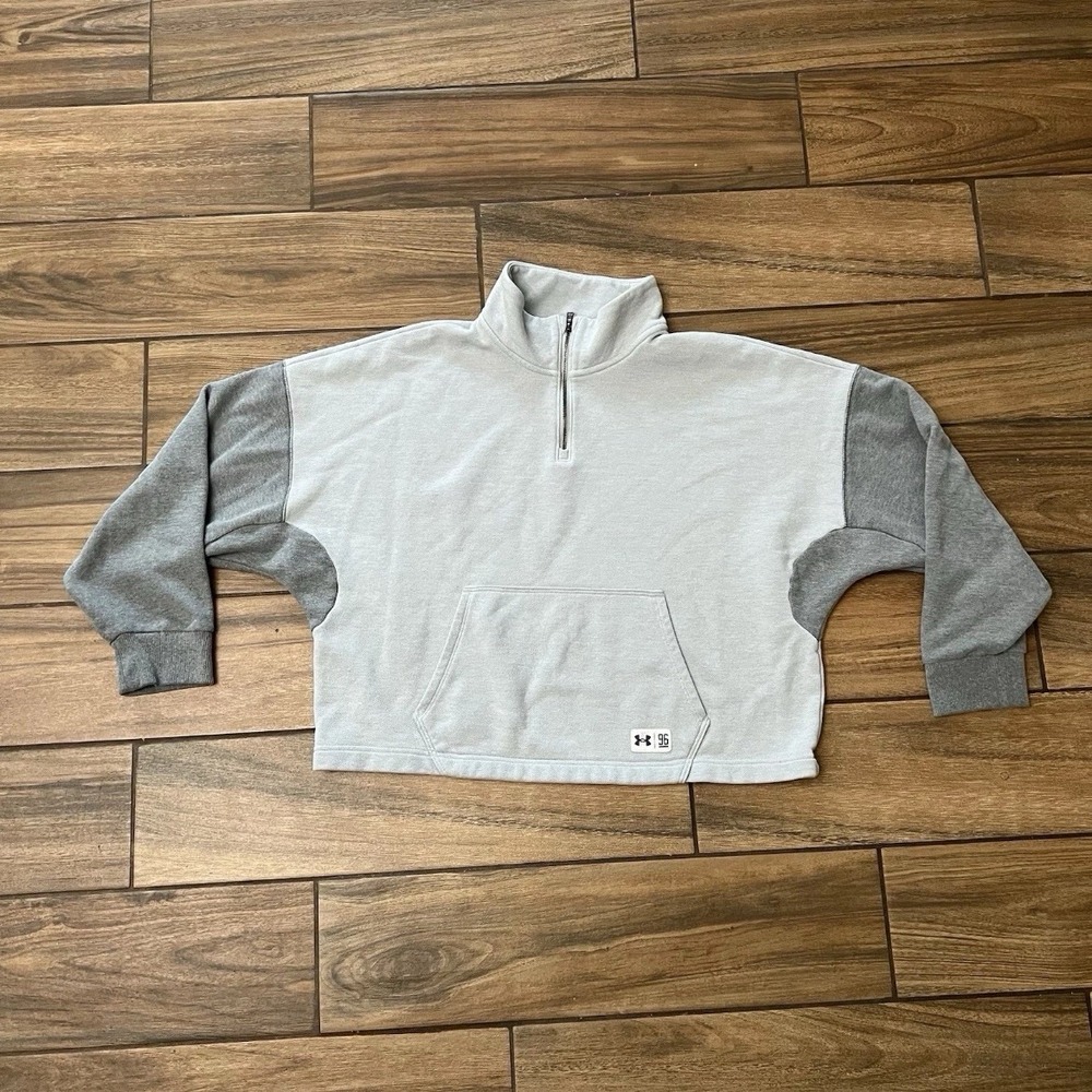 Under Armour 96 Mens Medium Gray Quarter Zip Hoodie Sweatshirt Pullover